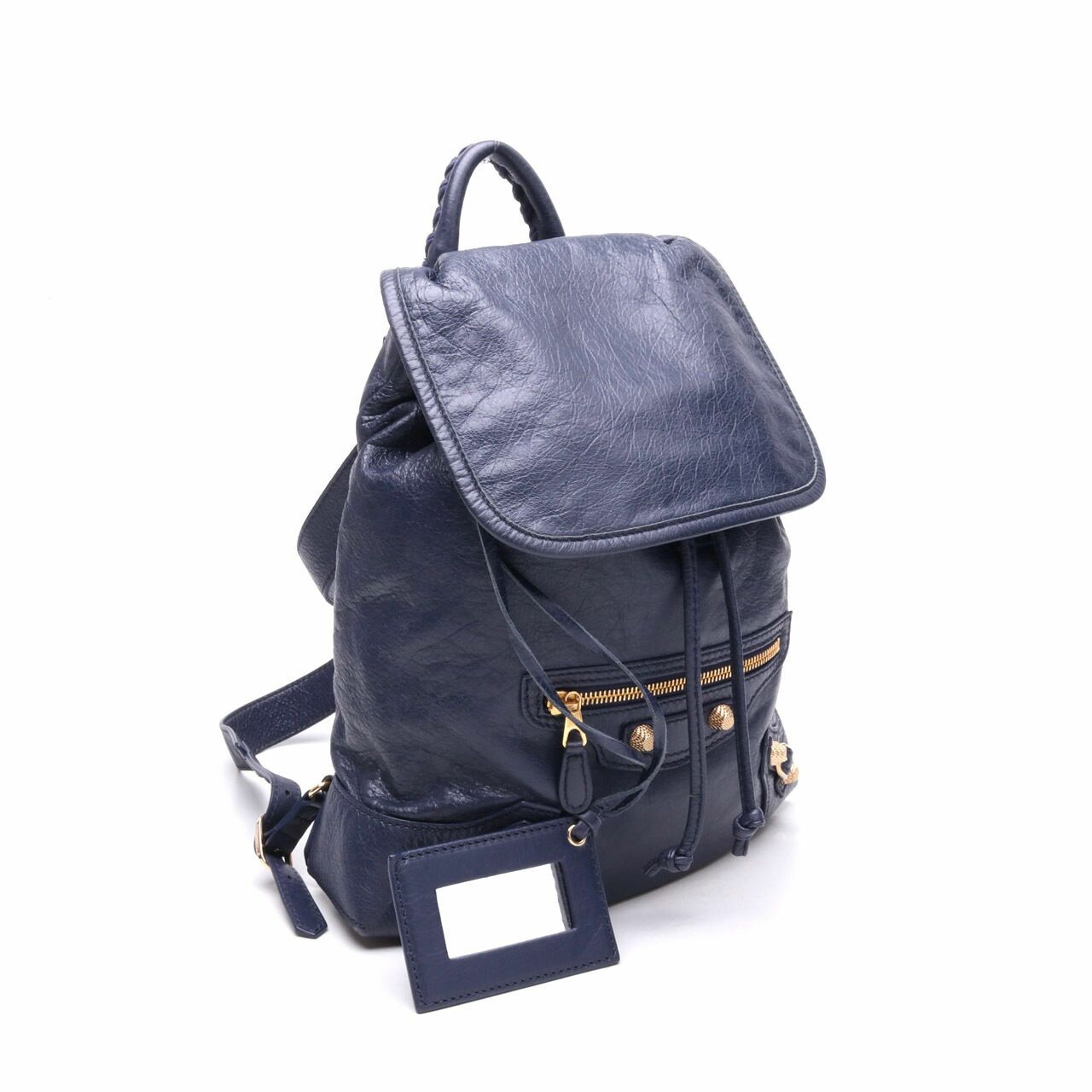 BALENCIAGA Lambskin GHW Small Traveler Backpack Navy