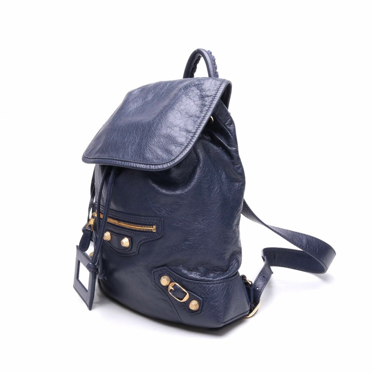 BALENCIAGA Lambskin GHW Small Traveler Backpack Navy