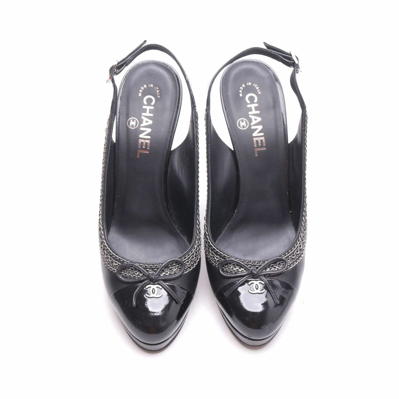 .Chanel Black Slingback Heels