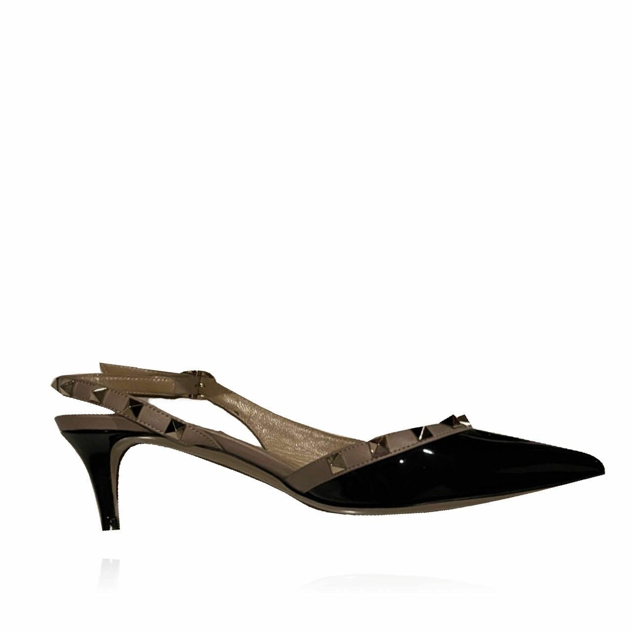 Valentino Black Patent Rockstud Slingback Heels