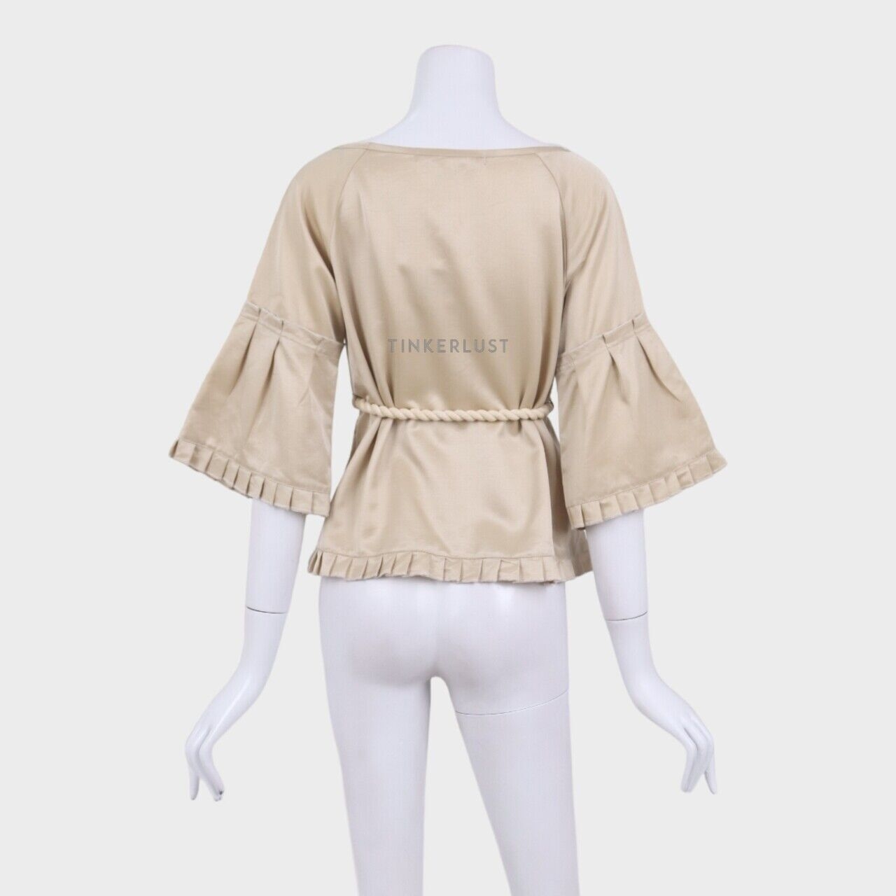 Diane Von Furstenberg Rope Belted Beige Blouse