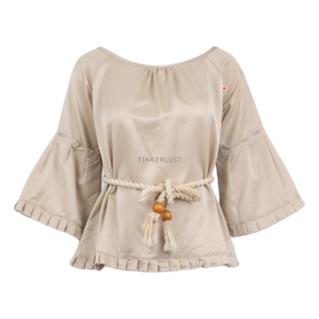 Diane Von Furstenberg Rope Belted Beige Blouse