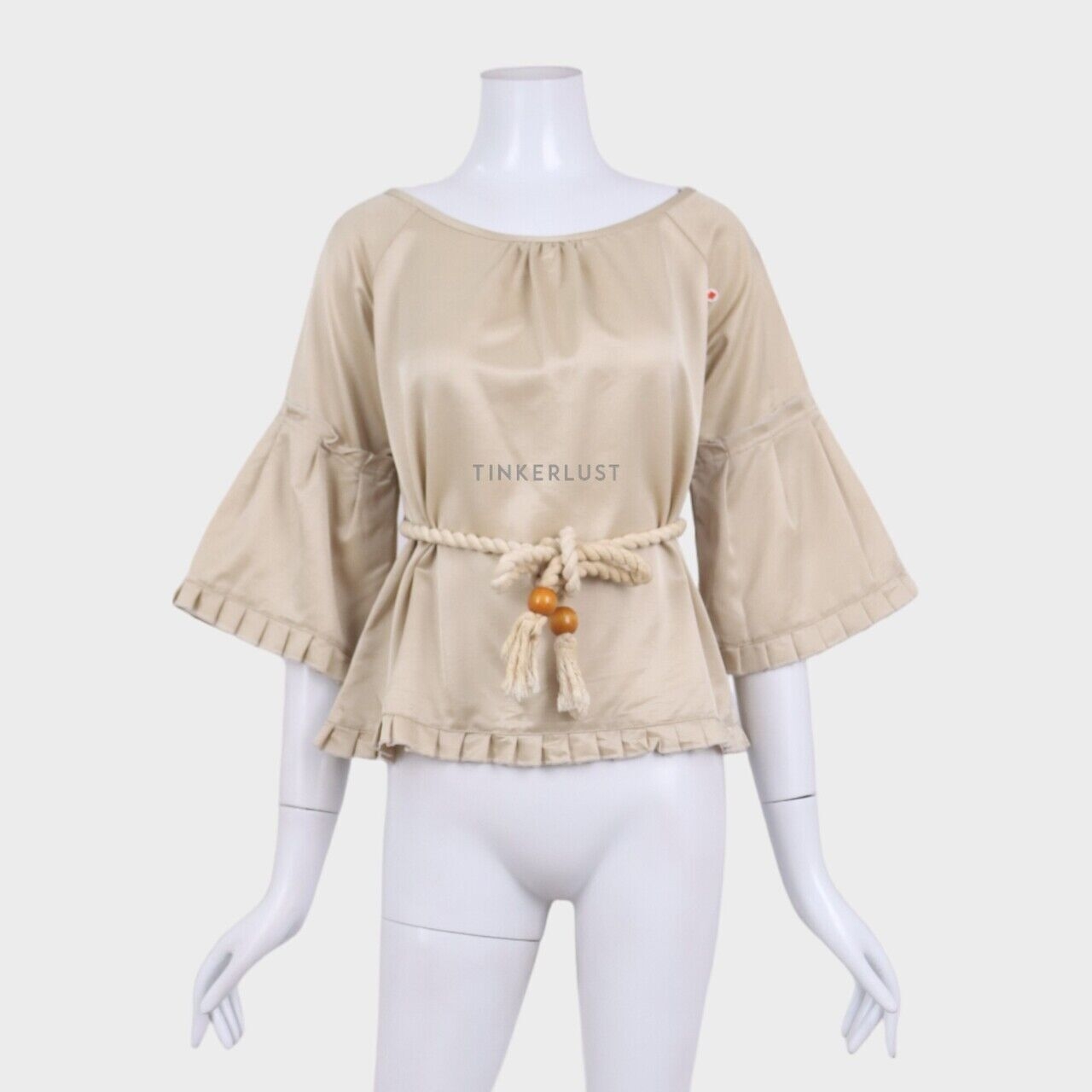 Diane Von Furstenberg Rope Belted Beige Blouse