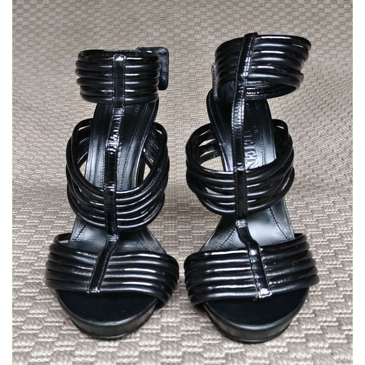 Alexander McQueen Black Sandal Ankle Strap  Heels