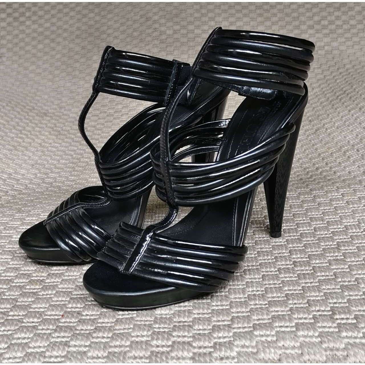 Alexander McQueen Black Sandal Ankle Strap  Heels