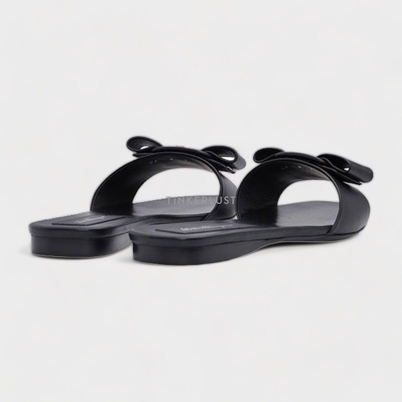 Salvatore Ferragamo Viva Slide Sandals in Black Nappa Leather