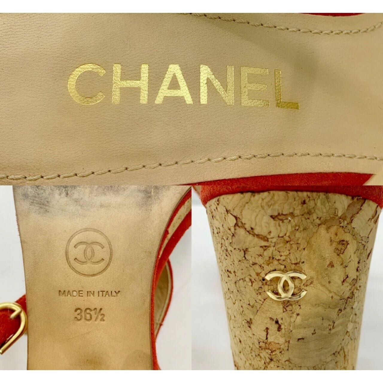 Chanel Red Suede String Sandals Pumps