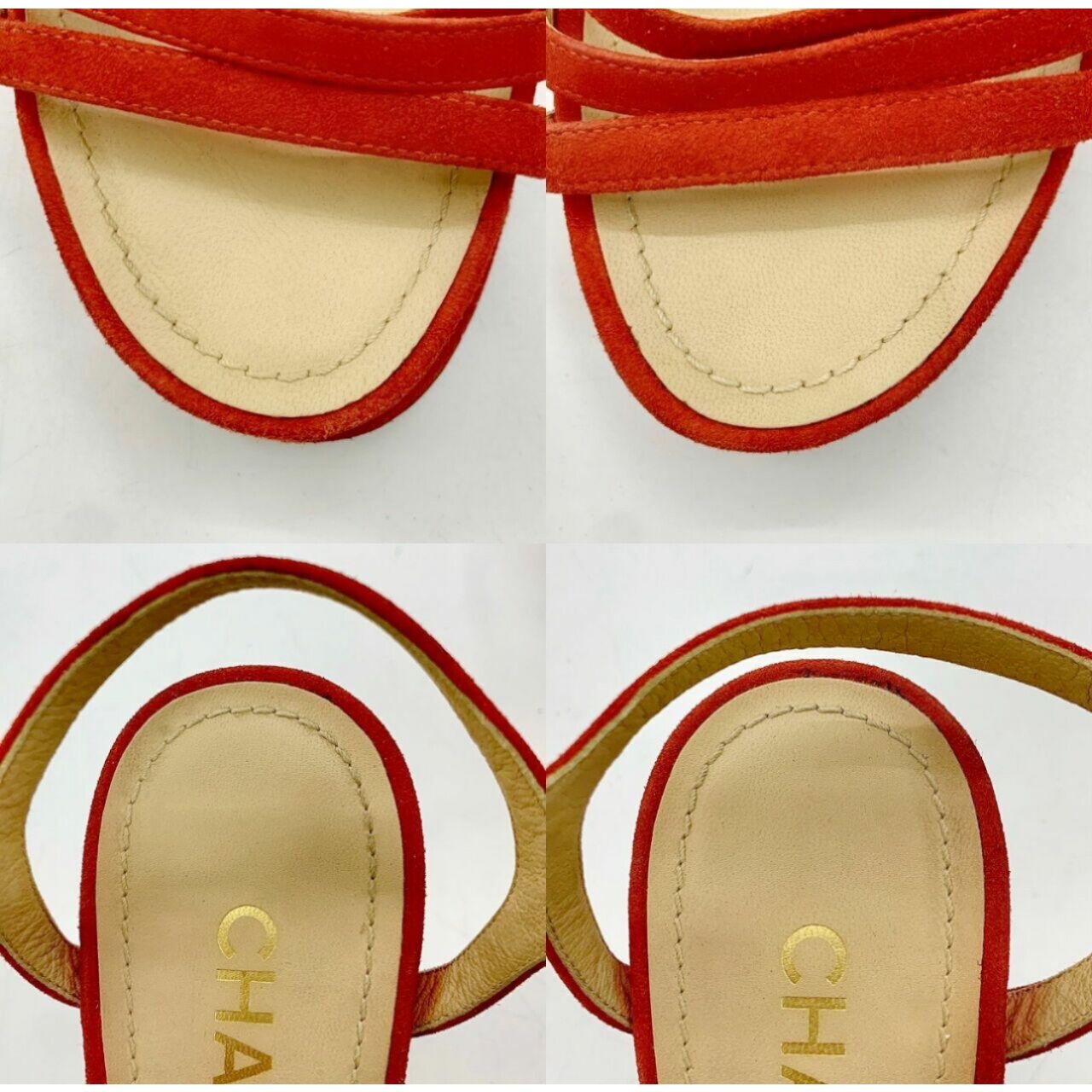 Chanel Red Suede String Sandals Pumps