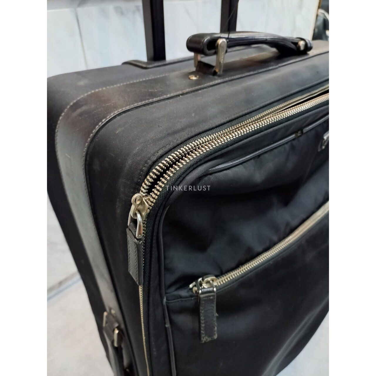 Prada Black Tessuto Nylon Rolling Suitcase