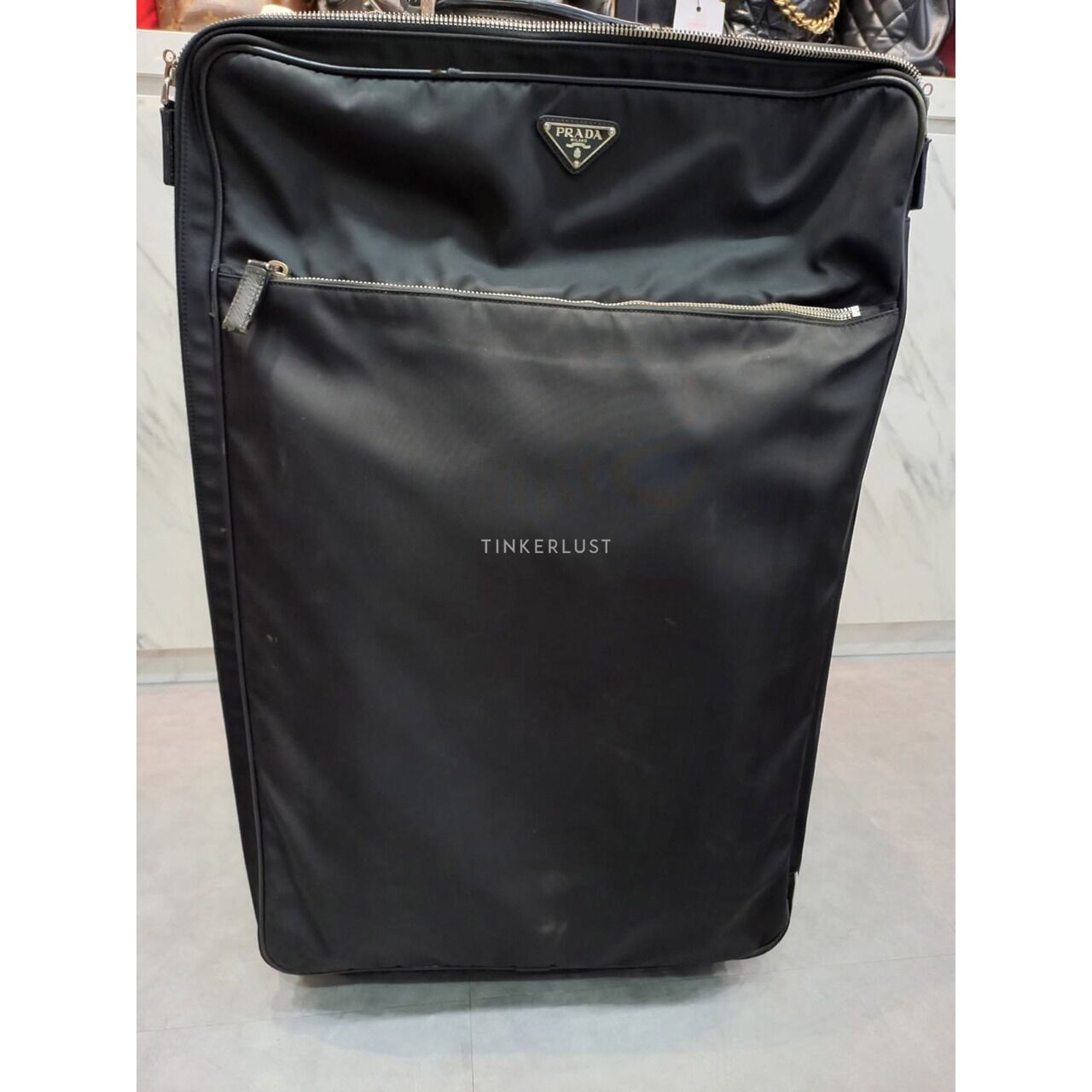 Prada Black Tessuto Nylon Rolling Suitcase