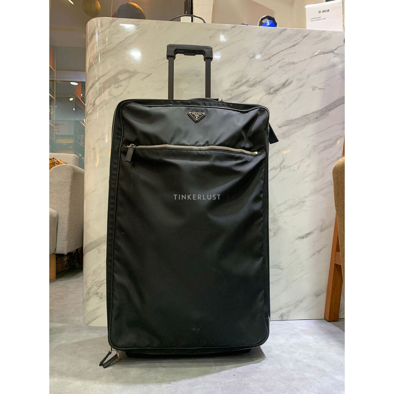 Prada Black Tessuto Nylon Rolling Suitcase