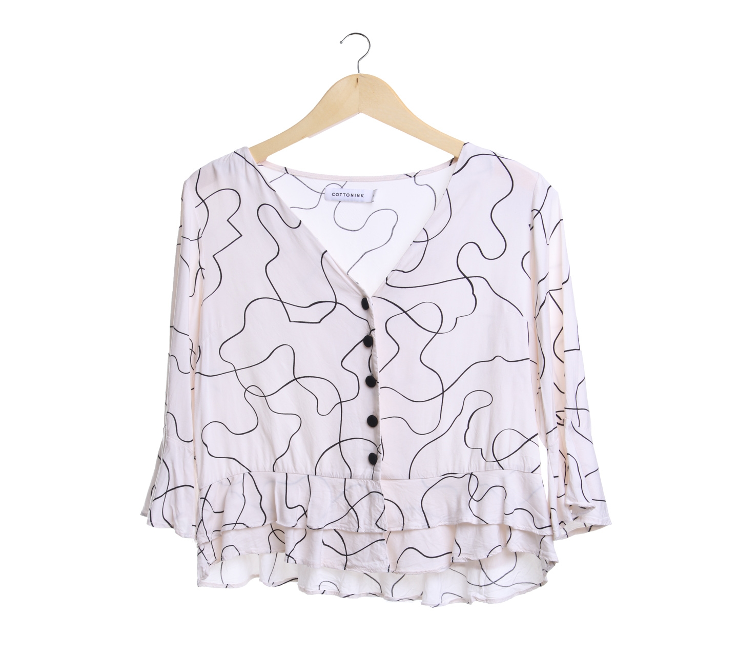 Cotton Ink Off White V-Neck Blouse