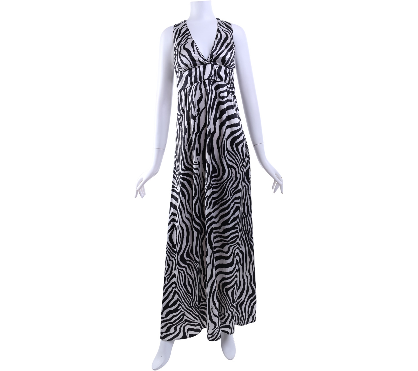 Forever 21 Cream And Black Zebra Long Dress