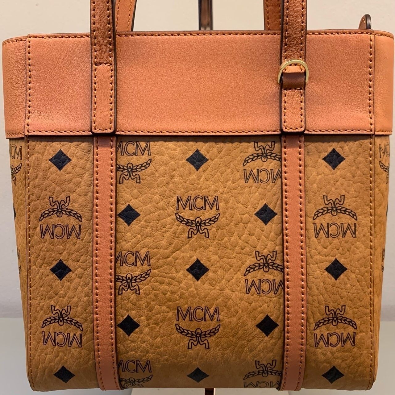 MCM Cognac Mini Aren Tote Bag