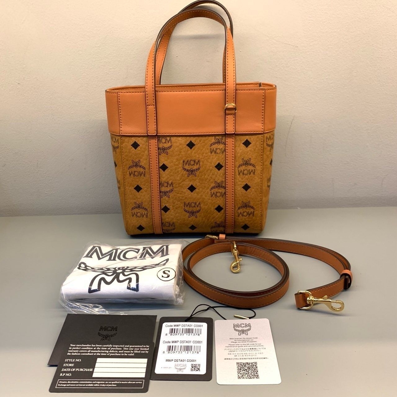 MCM Cognac Mini Aren Tote Bag