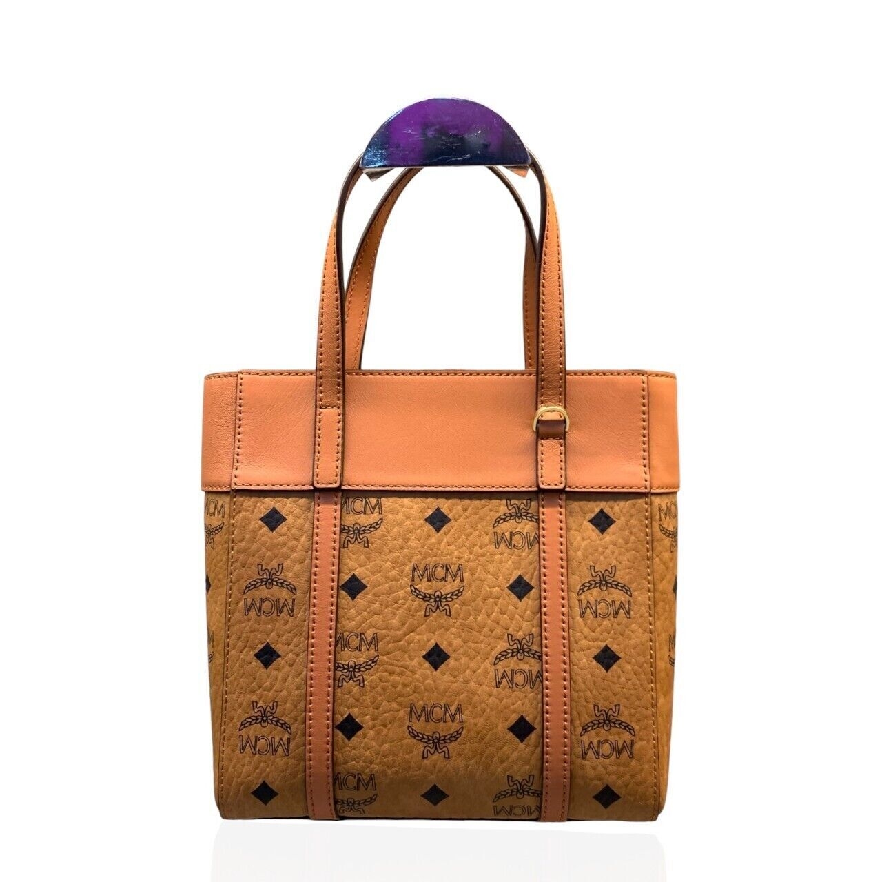 MCM Cognac Mini Aren Tote Bag