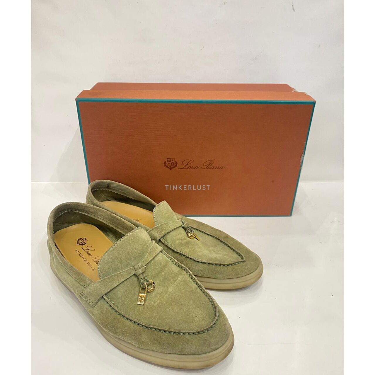 Loro Piana Summer Walk Green GHW Loafers Flats