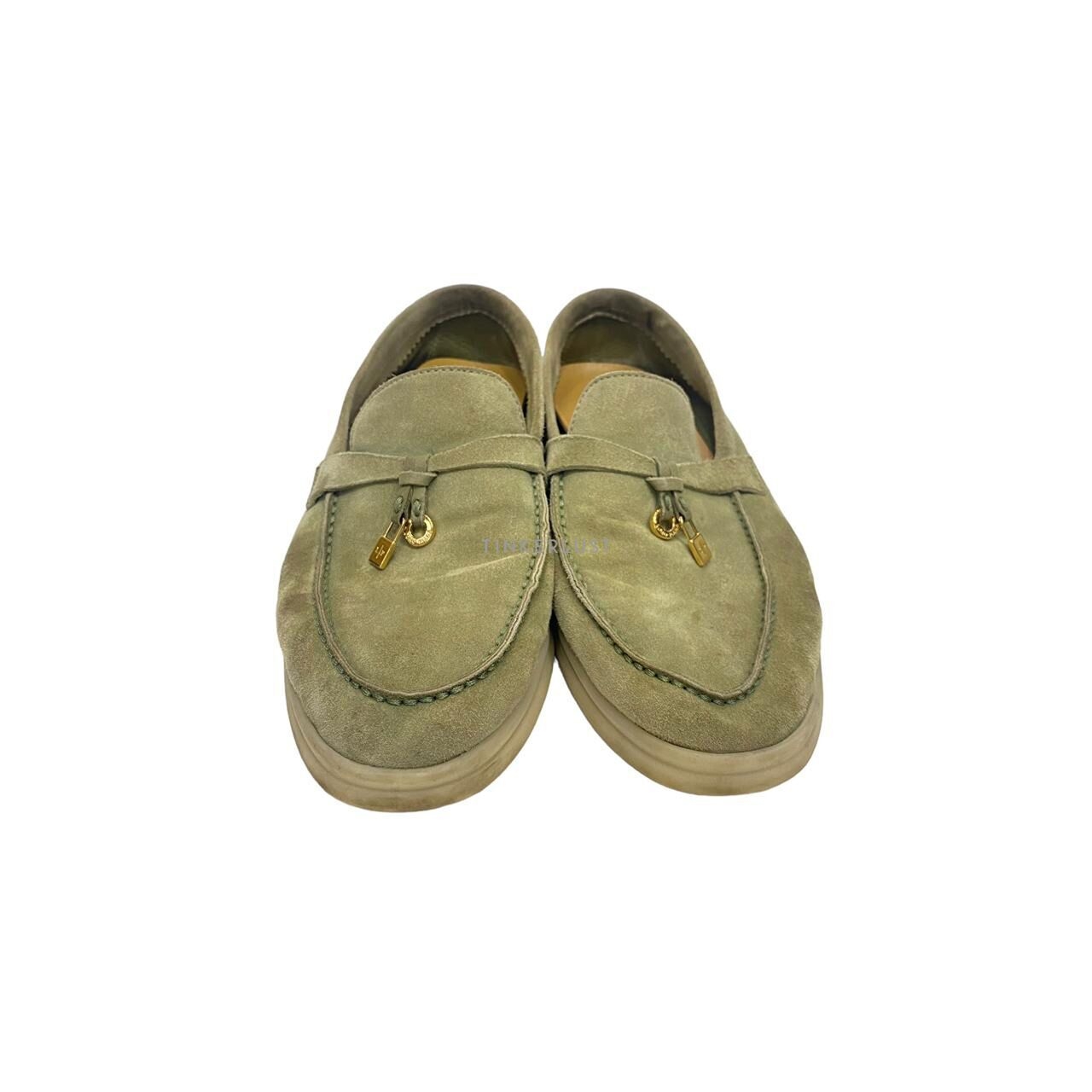 Loro Piana Summer Walk Green GHW Loafers Flats