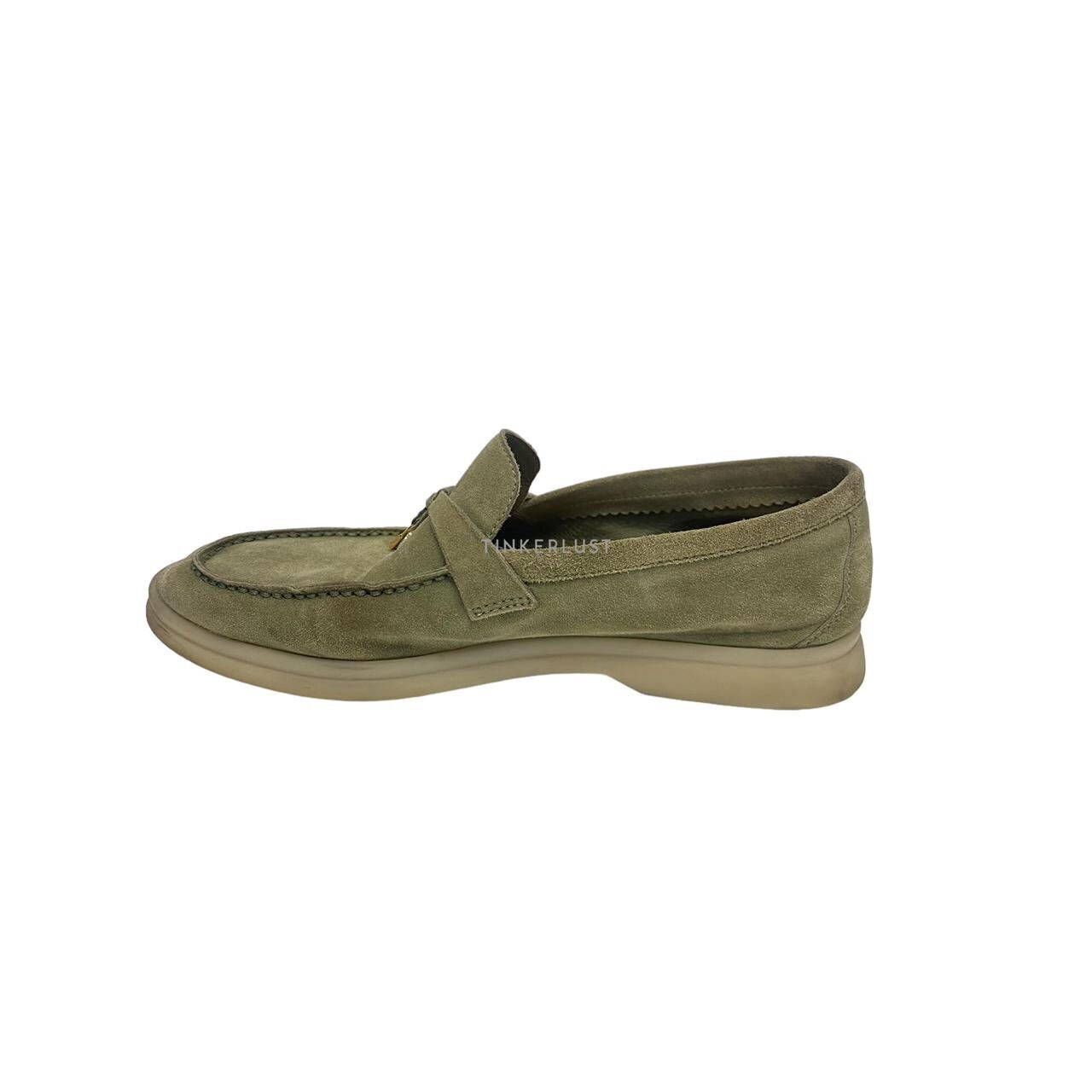 Loro Piana Summer Walk Green GHW Loafers Flats