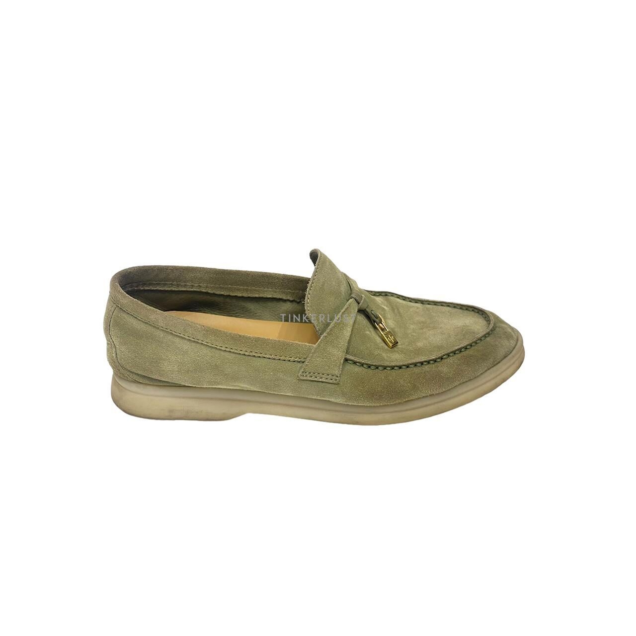 Loro Piana Summer Walk Green GHW Loafers Flats