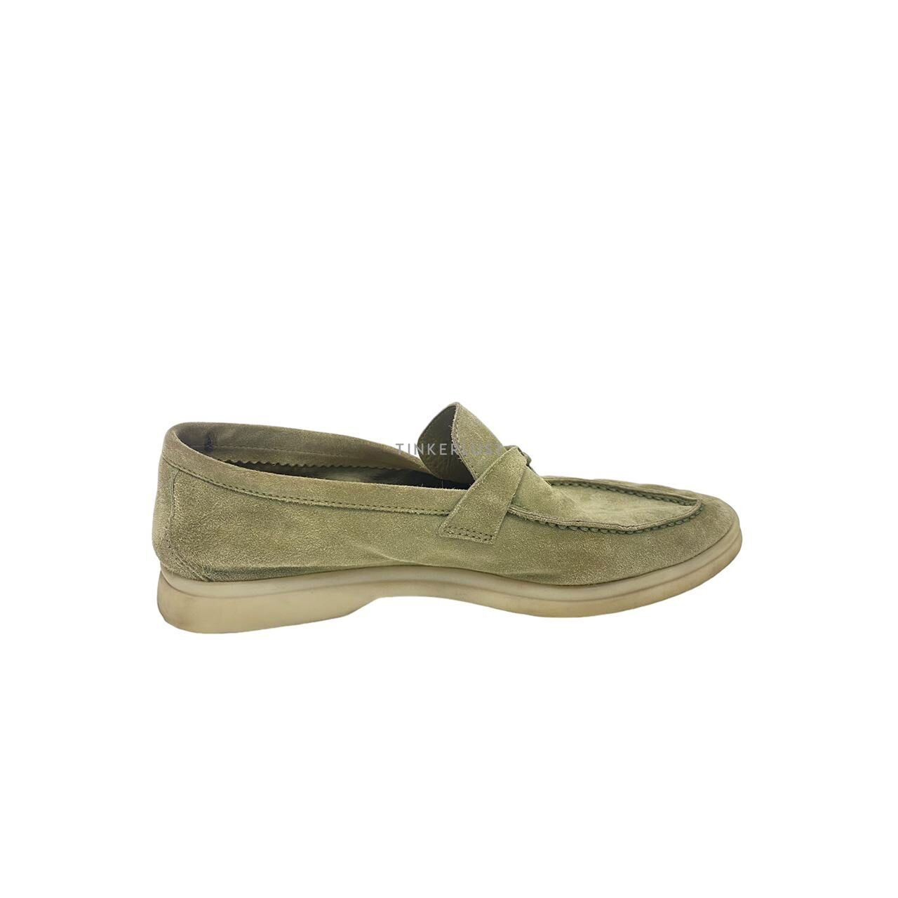 Loro Piana Summer Walk Green GHW Loafers Flats