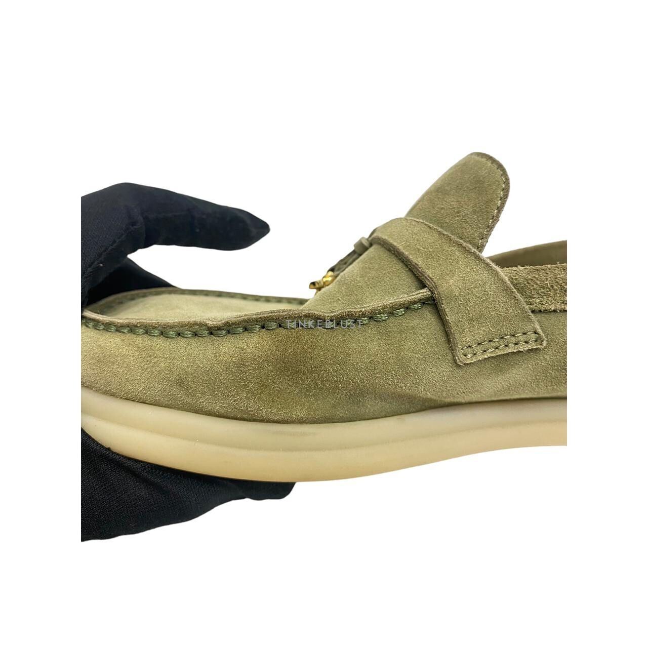 Loro Piana Summer Walk Green GHW Loafers Flats