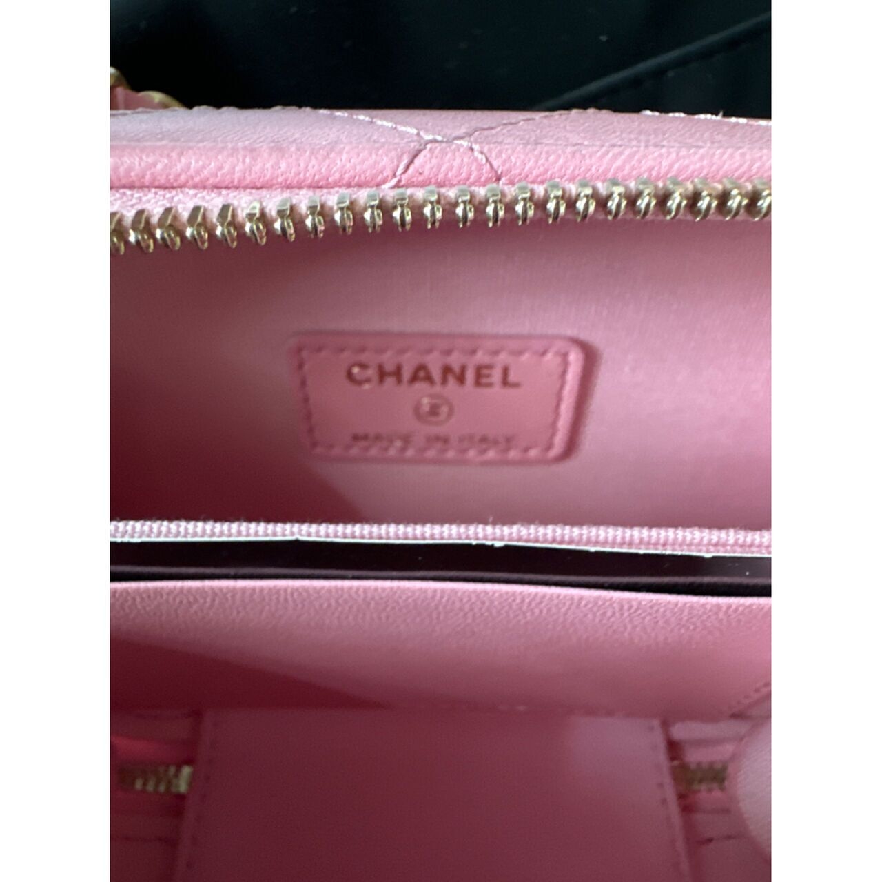 Chanel Quilted Vanity Case Top Handle Small Pink Lambskin GHW Handbag