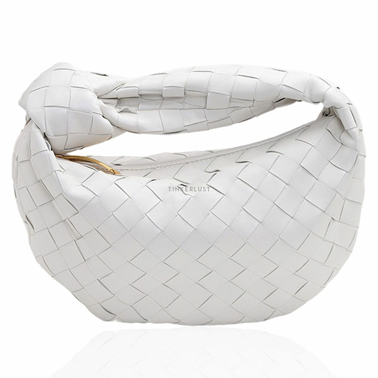 Bottega Veneta Mini BV Jodie Shoulder Bag in White