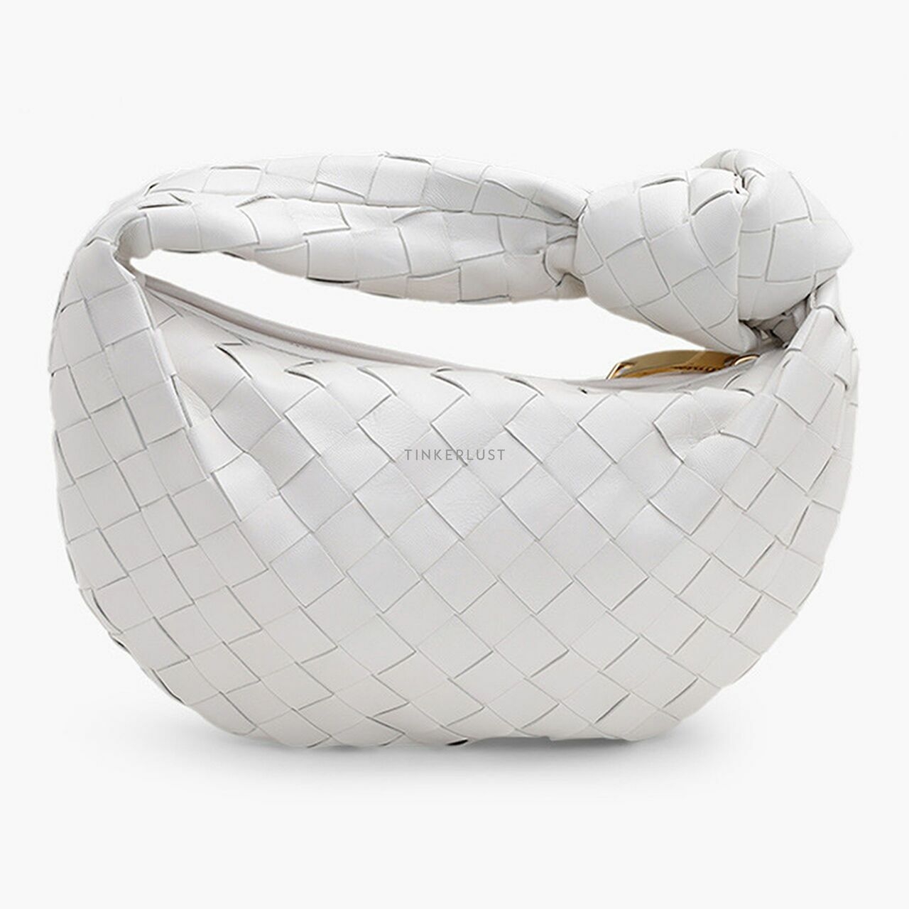 Bottega Veneta Mini BV Jodie Shoulder Bag in White