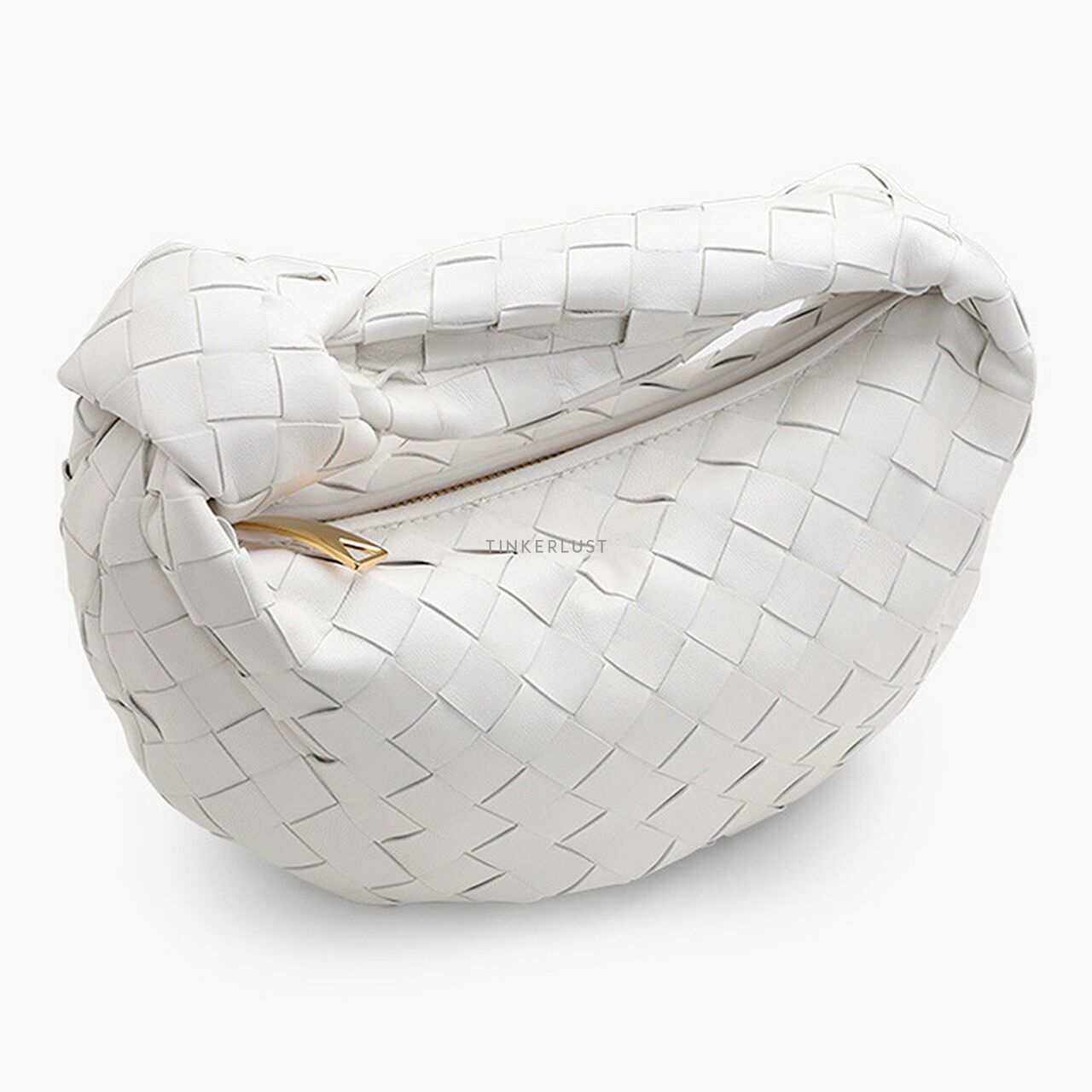 Bottega Veneta Mini BV Jodie Shoulder Bag in White