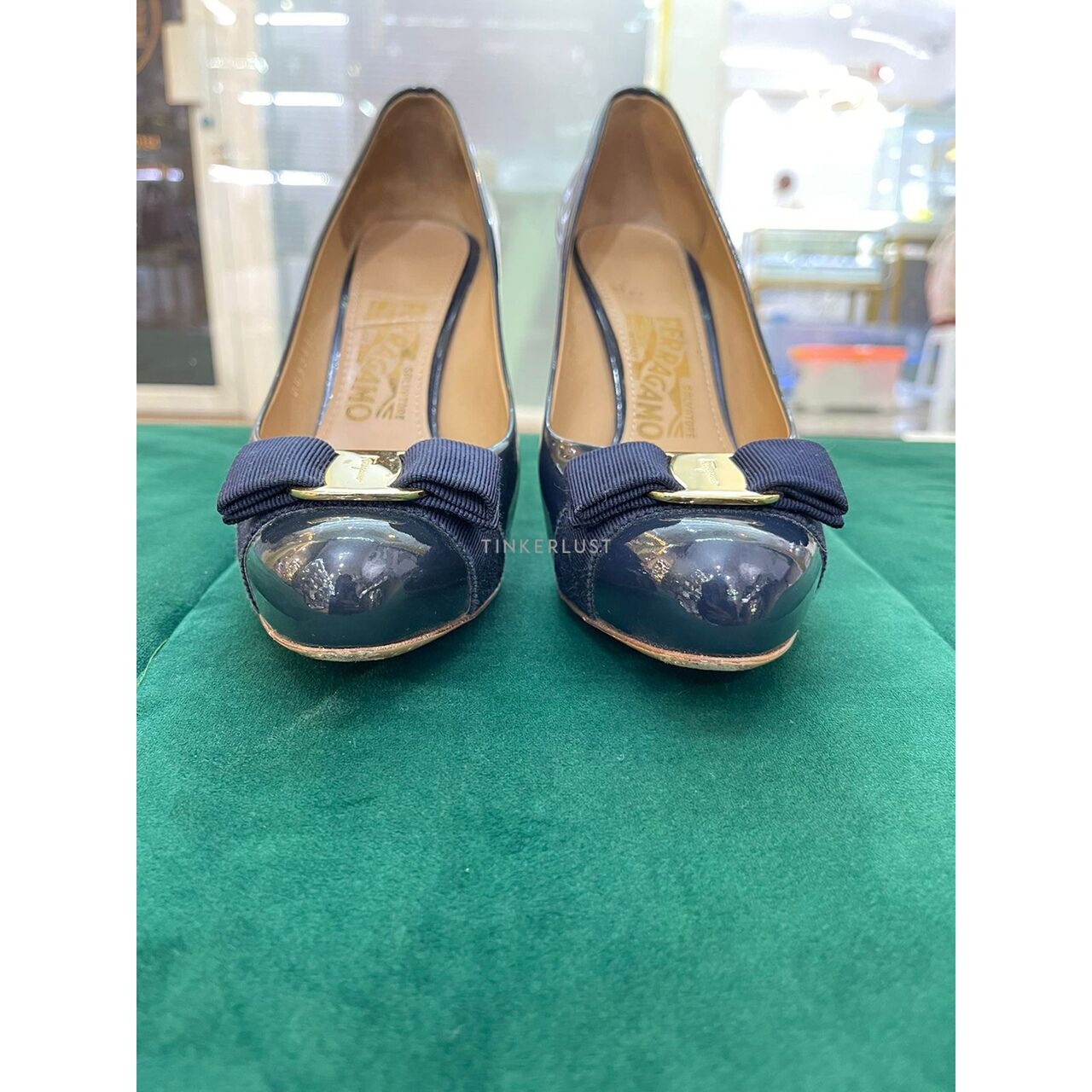 Salvatore Ferragamo Vara Pump Navy Heels