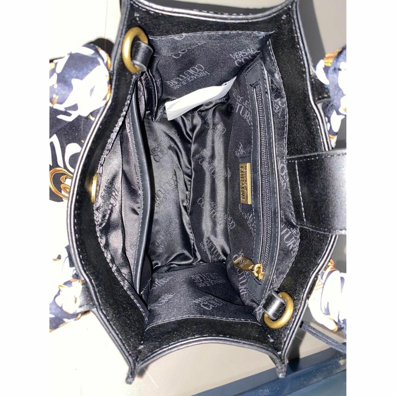 Versace Jeans Couture Black Mini Tote Sling Bag Baroque