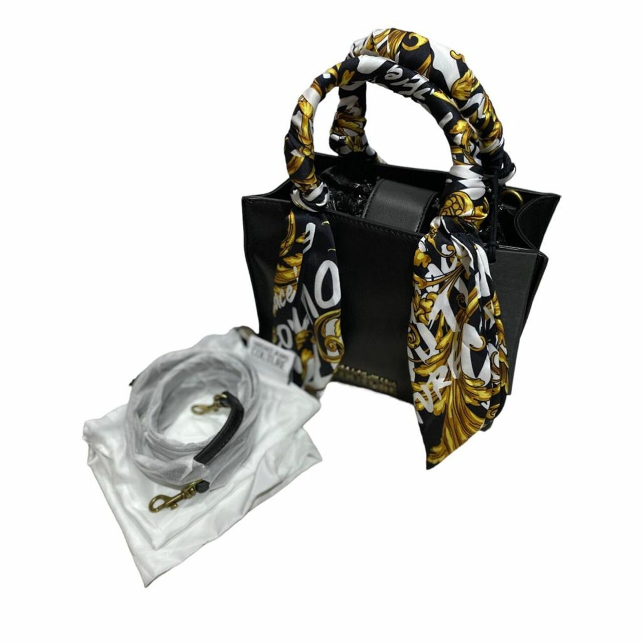 Versace Jeans Couture Black Mini Tote Sling Bag Baroque