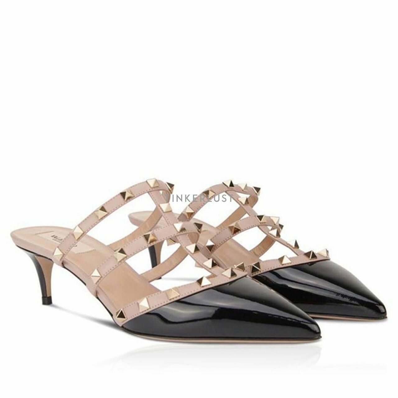 Valentino Garavani Kitten Black Patent Mules Heels