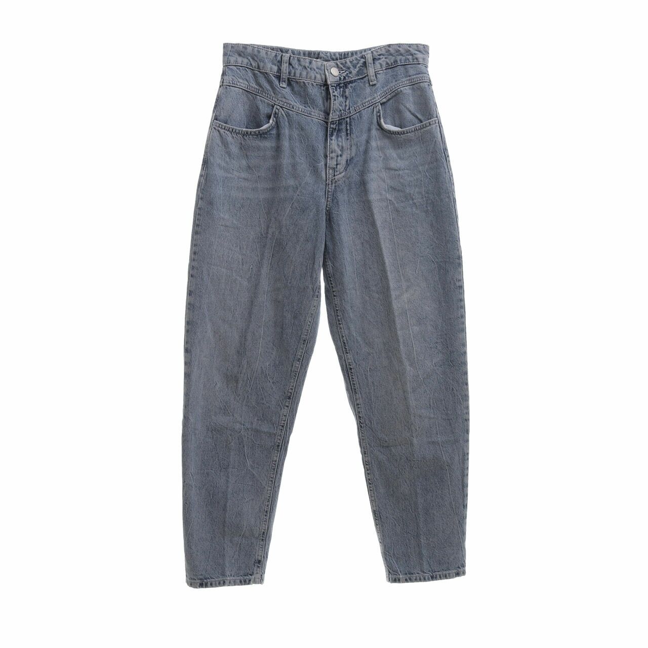 Bershka Dark Blue Washed Long Pants