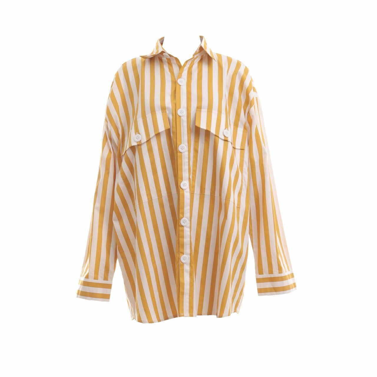 Private Collection White & Mustard Stripes Shirt