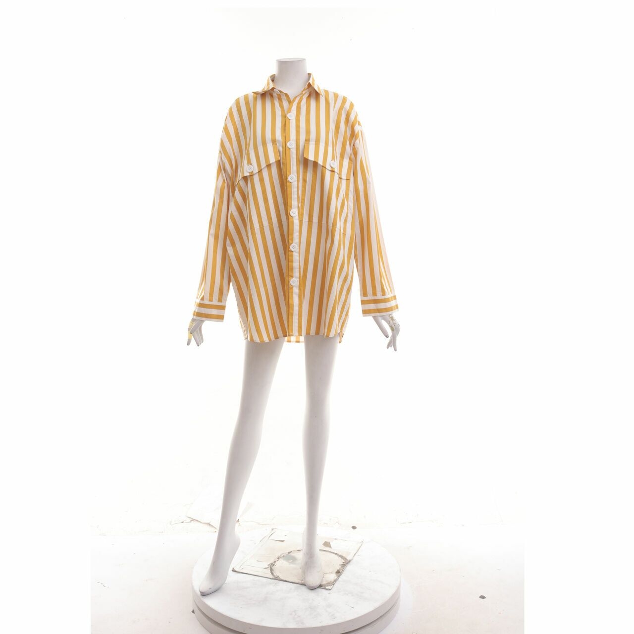 Private Collection White & Mustard Stripes Shirt