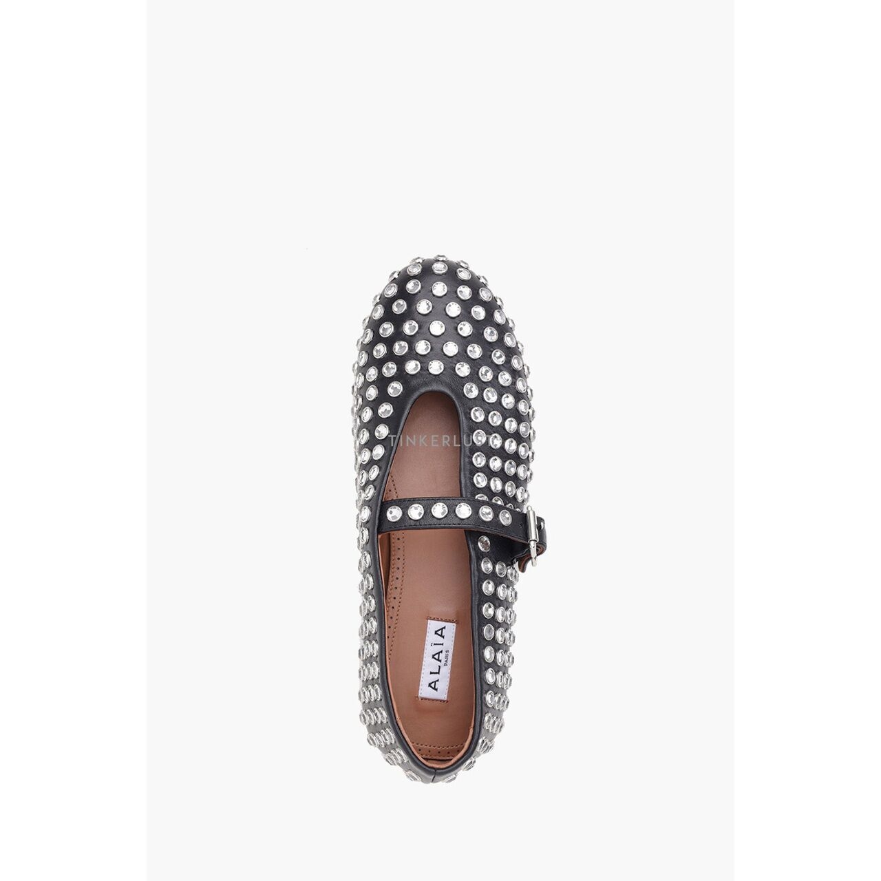 Alaia Strass Rhinestones Ballerina Black Lambskin Flats