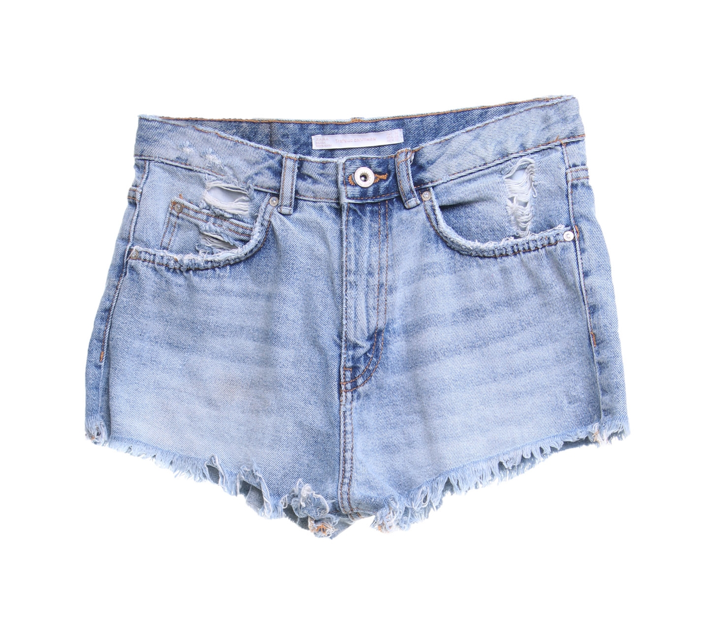 Zara Blue Ripped Denim Short Pants