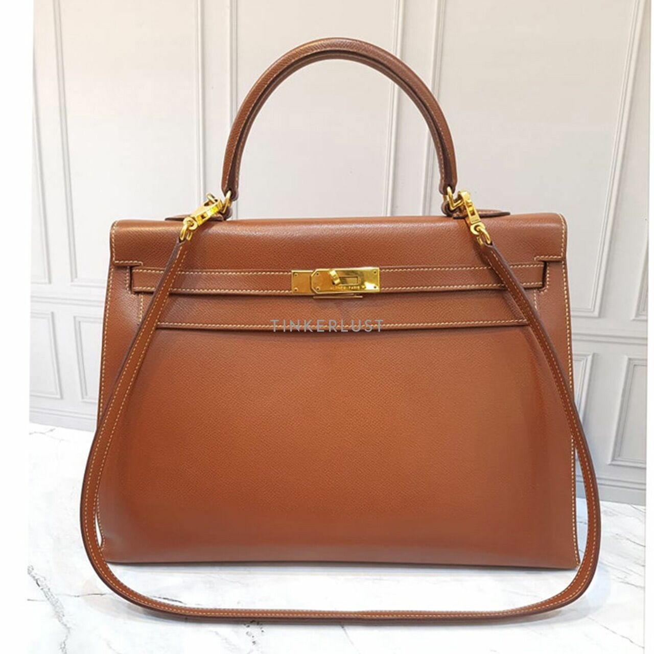 Hermes Kelly 35 Gold Epsom Leather #G GHW Handbag