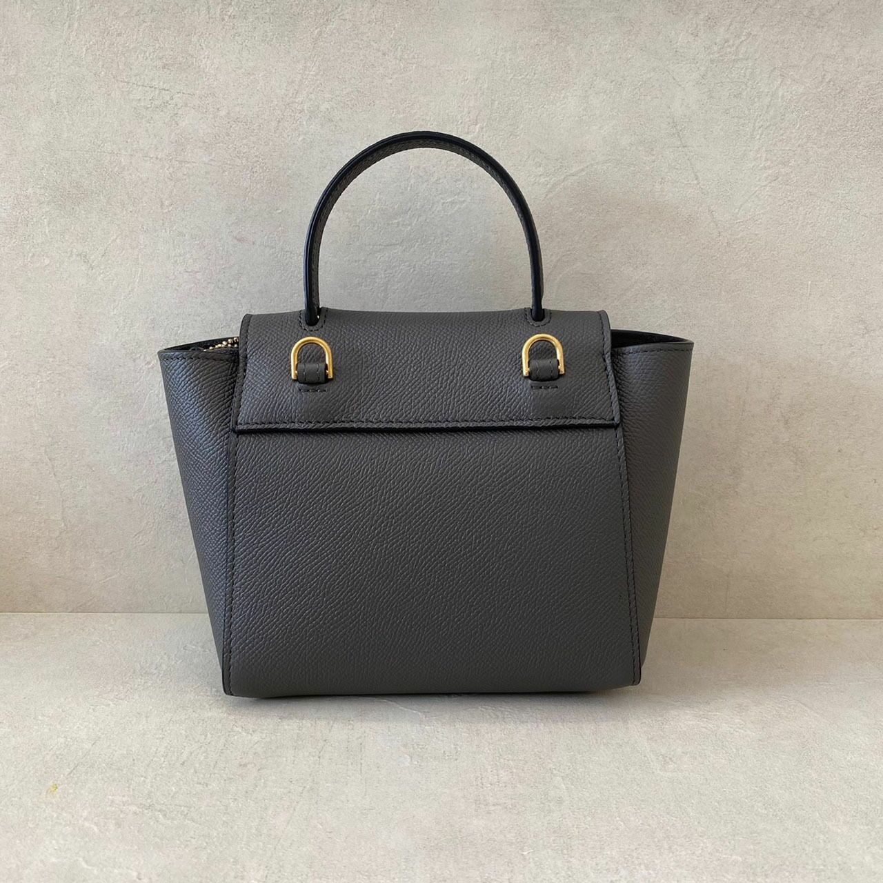 Celine Pico Belt Grey Grained Calfskin Satchel Bag