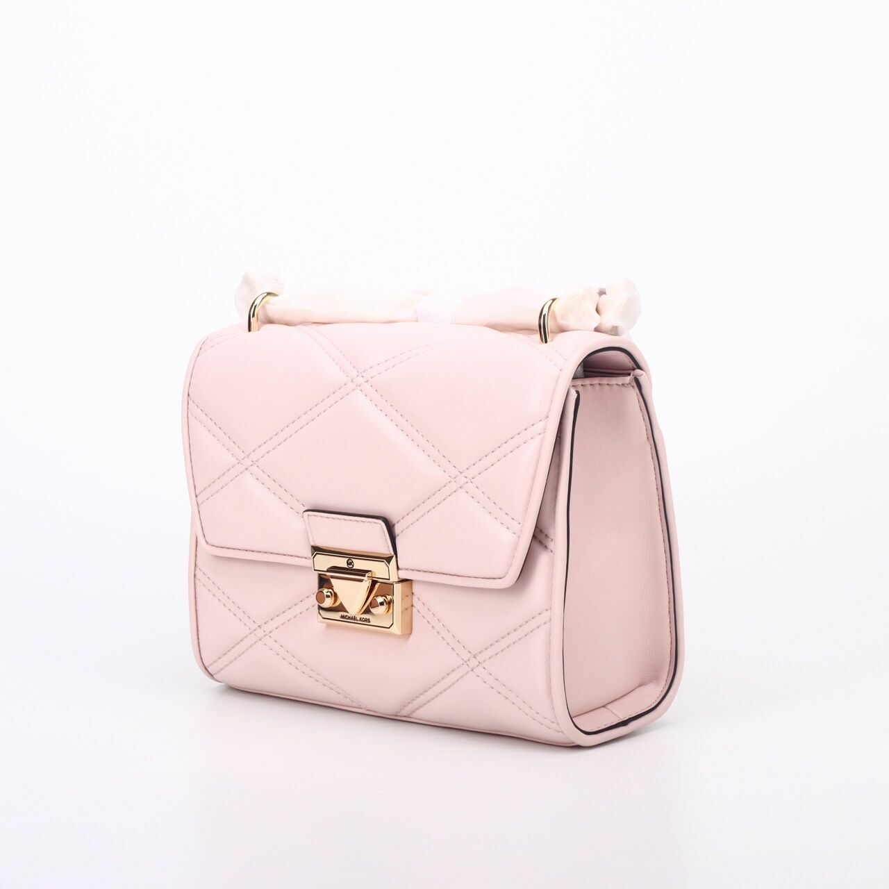 Michael Kors Serena Medium Quilted Powder Blush Shoulder Bag