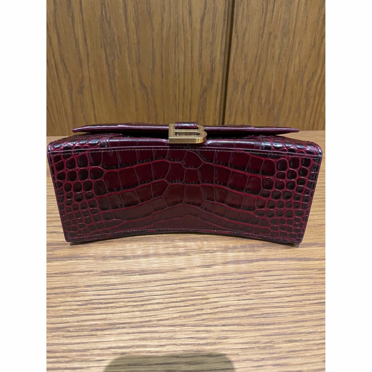 Balenciaga  Hourglass Handbag Crocodile Embossed In Dark Red