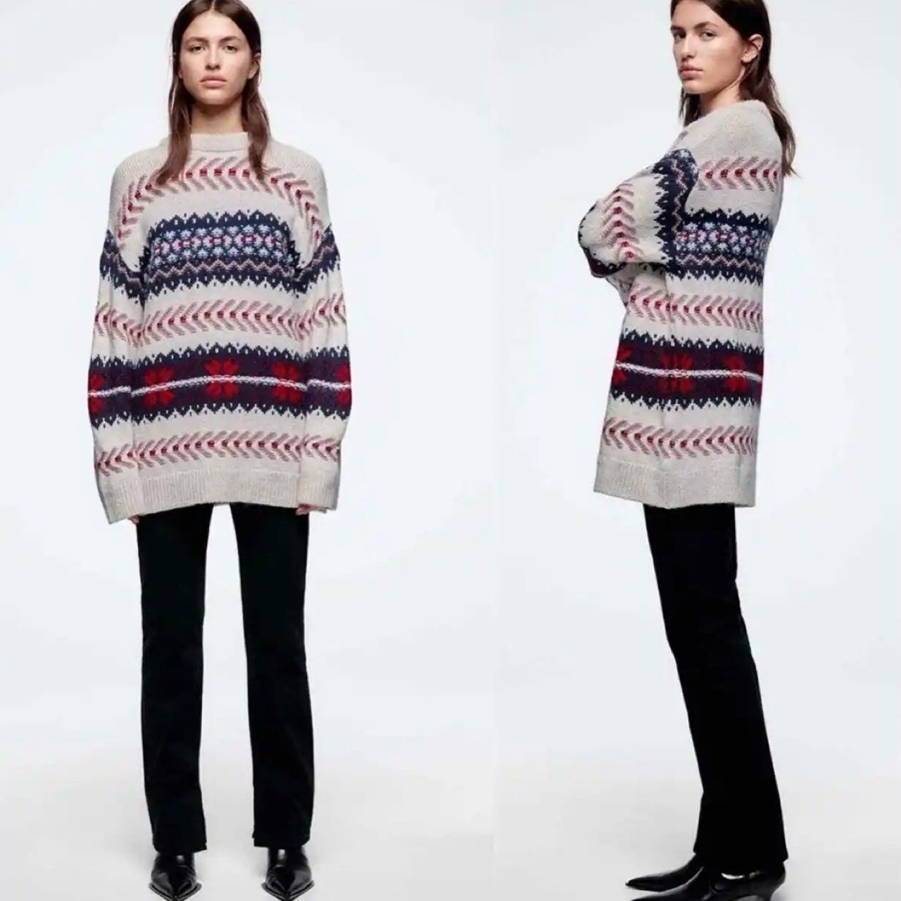 Zara Multicoloured Contrast Jacquard Knit 