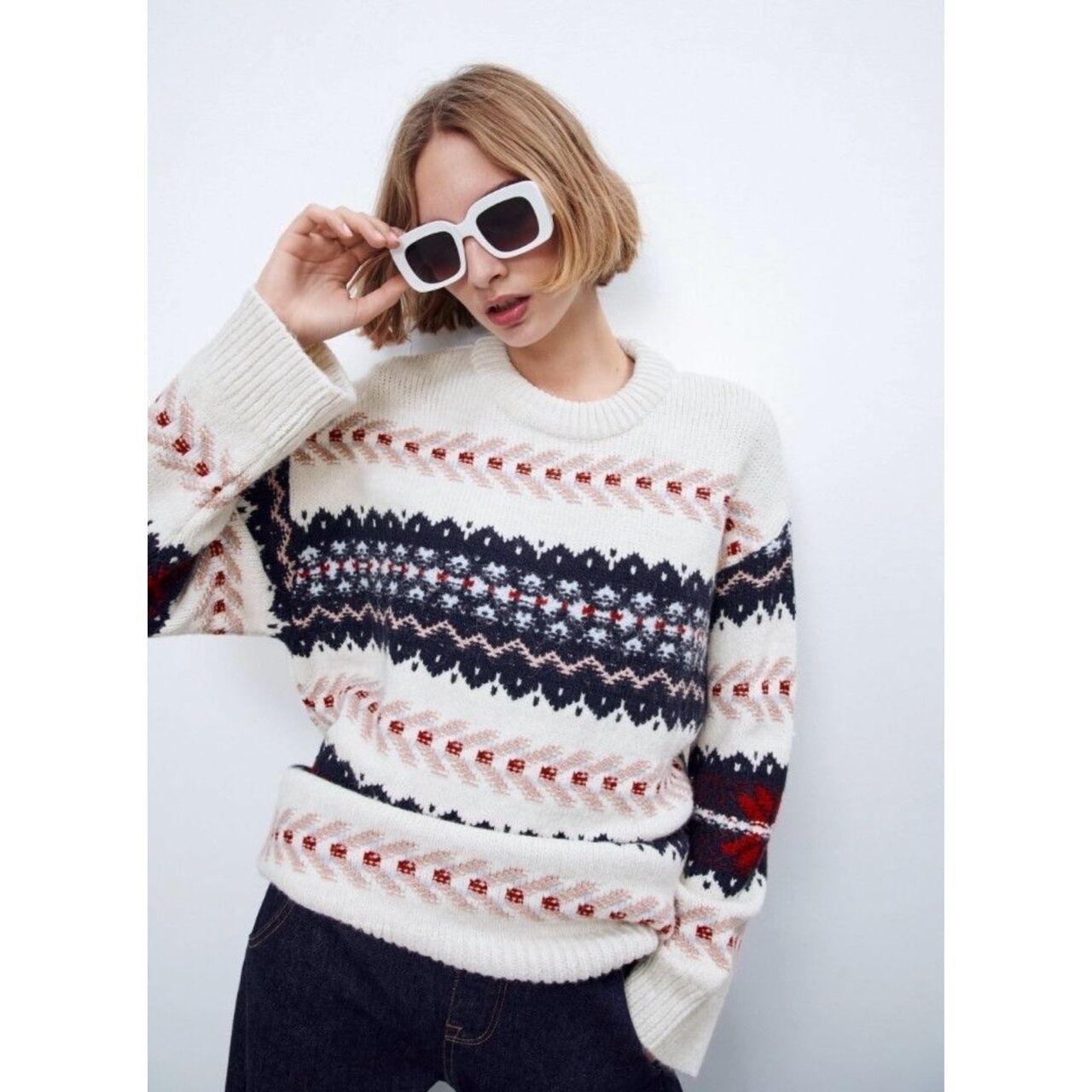 Zara Multicoloured Contrast Jacquard Knit 