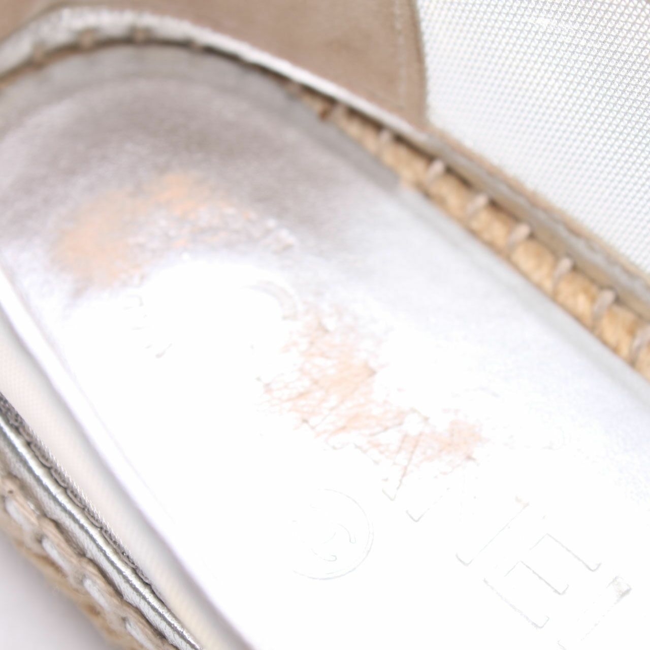 Chanel Mesh Silver Espadrilles Flats