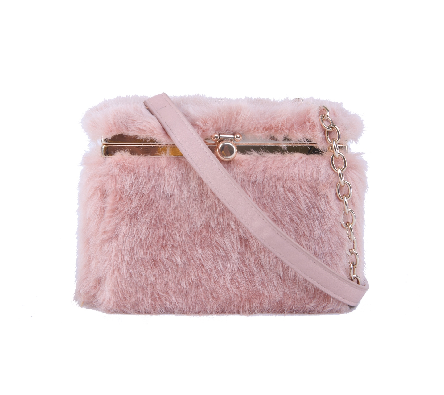 Zara Peach Fur Sling Bag