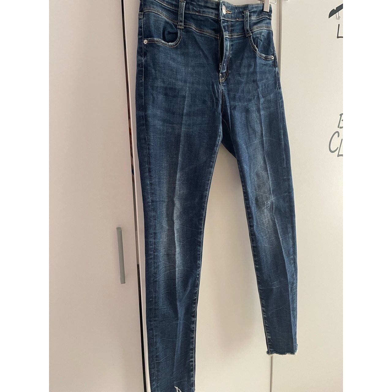 Stradivarius Dark Blue Regular High Waist Jeans Long Pants