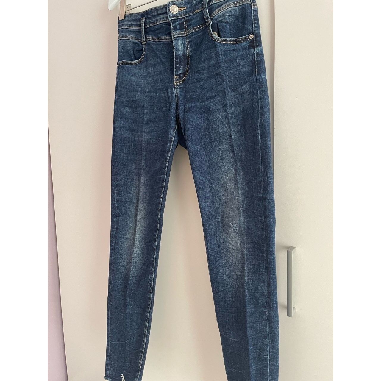 Stradivarius Dark Blue Regular High Waist Jeans Long Pants