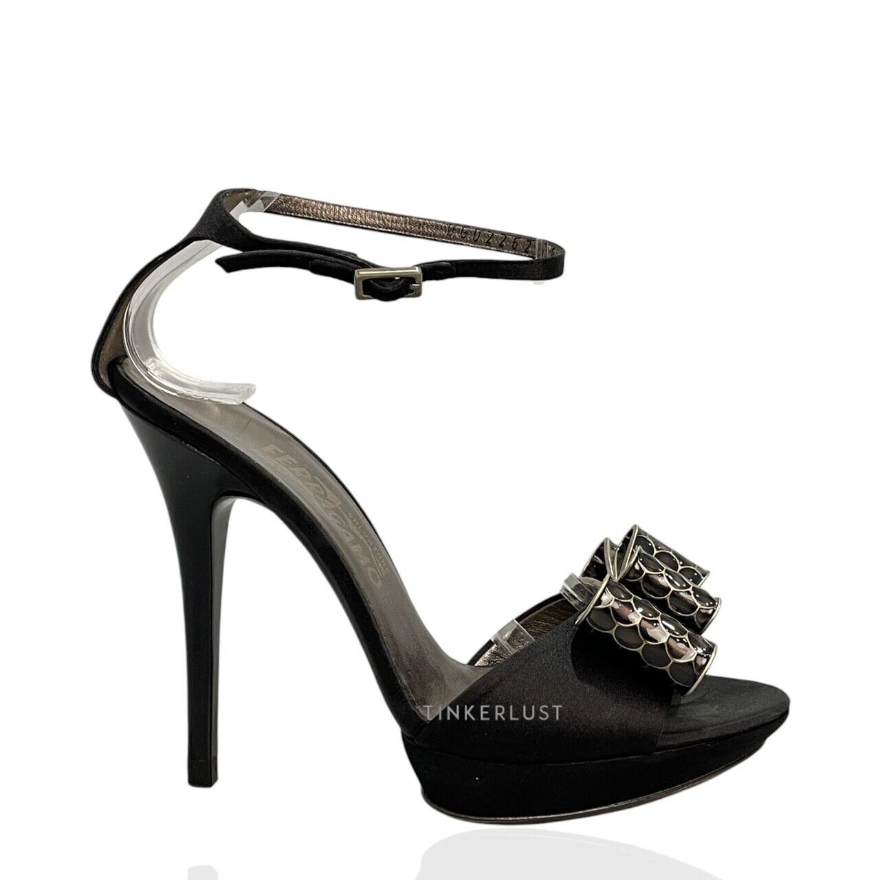 Salvatore Ferragamo Giada Vara Bow Black Ankle Strap Heels 